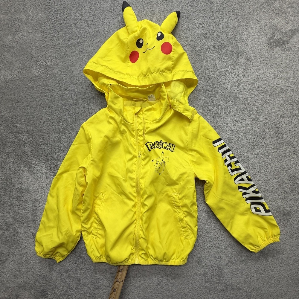 H&M X Pokemon Pikachu Jacket Youth 5-6 Years Yellow Hooded Windbreaker